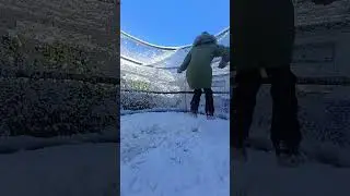 Trampoline covered in snow