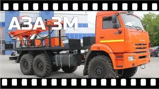 Буровая установка АЗА-ЗМ на шасси Камаз 43118. Закручивание анкера для крепления растяжек.