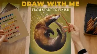 Cosy Studio Day Drawing an Otter in Pastels | relaxing ASMR style drawing session