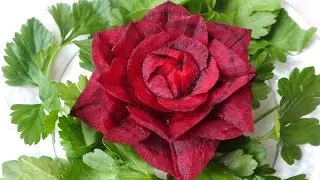 Карвинг из овощей и фруктов  свекла роза Vegetable and Fruit Carving