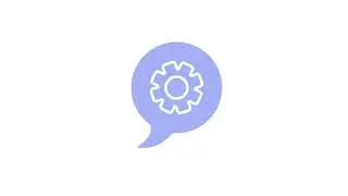 Animated gear in speech bubble