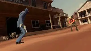 Spy and sniper in a western duel animation test