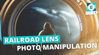 Create A Railroad into Camera Lens Photo Manipulation in Pixlr E