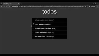 Cross document view transitions API TODO MVC no JS