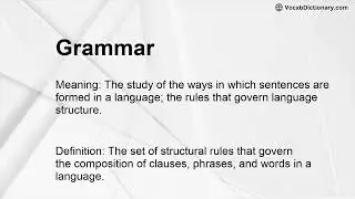 Grammar Meaning