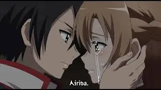 Kirito and Asuna kiss each other in the best moments together in the rain 