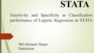 Sensitivity and Specificity as Classification Performance of Logistic Regression in STATA || ROC