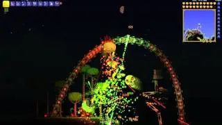Terraria убиваю босов: глаз ктулху, королева пчёл, король слизней, мозг ктулху и т.д.