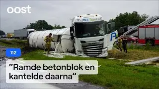 Tankwagen kantelt en lekt dertig duizend liter (!)  melk op de A1 | Oost