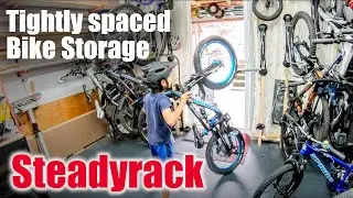 Steadyrack Bike Storage Rack Installation - Super tight spacing! Easy for kids!