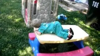 Wyatt with new outside toys