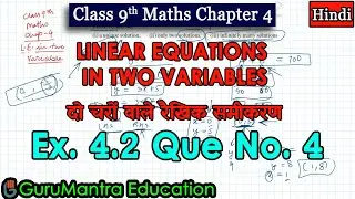 Class 9th, Ex. 4.2, Que 4 (Linear Equations in Two Variables) Maths NCERT CBSE