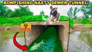 TOXIC SEWER Bowfishing on the RIVER!!! (Catch Clean Cook)