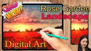 Anyone can draw this Rose Garden Landscape | Digital Art | Timelapse | @pranavkarmakarart #rose