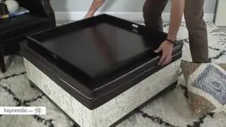 Belham Living Corbett Leather and Linen Coffee Table Storage Ottoman - Product Review Video