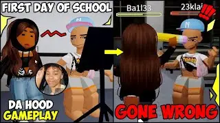 MY LIL SISTER FOUGHT HER FIRST DAY AT SCHOOL! 👊😂 (ROBLOX) DA HOOD GAMEPLAY 