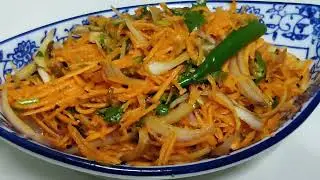 Instant Carrot Pickle with Onion | Quick & Easy Carrot Salad Recipe | Khaana Khazana Tasty