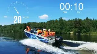 WellBoat 51 + Mercury F60EFI  - выход на глиссирование с полной загрузкой
