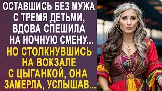 Оставшись без мужа, вдова спешила на ночную смену. Но столкнувшись на вокзале с цыганкой...