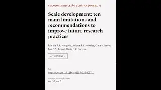 Scale development: ten main limitations and recommendations to improve future researc... | RTCL.TV