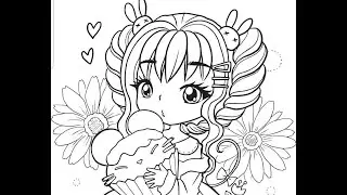 Disney's Cute Anime Girl with Curly Hair Coloring with Real Pen Sound l Disney Brilliant
