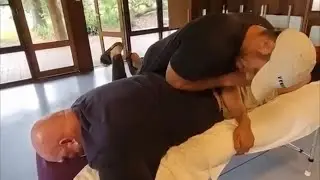 Extremely Deep Tissue Massage Techniques. Student practicing Deep back massage on Brandon Raynor