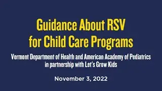 Guidance About RSV for Child Care Programs