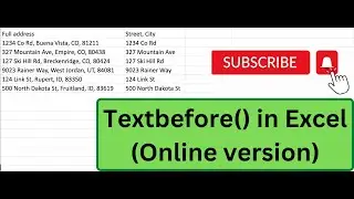 How to use TEXTBEFORE() in Excel (ONLINE VERSION)