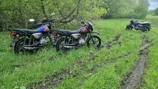 Мотопрогулка на Bajaj Boxer 150. Трактористы на отдыхе. Деревенская жизнь.