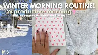 WINTER MORNING ROUTINE!  | working out, filming content & more!!!