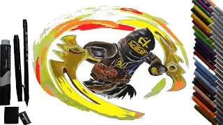 How to draw Cole the hero of the animated series - Ninjago : Masters of Spinjitzu