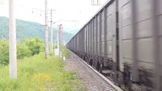Электровоз-толкач 4ЭС5К. Горный участок Смоляниново -Находка.