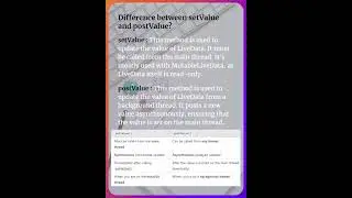 Difference between setValue and postValue method in LiveData?