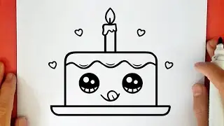 COMO DESENHAR UM BOLO DE ANIVERSÁRIO SIMPLES KAWAII