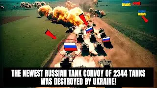 The world is shocked! The newest Russian tank convoy of 2344 tanks was destroyed by Ukraine!
