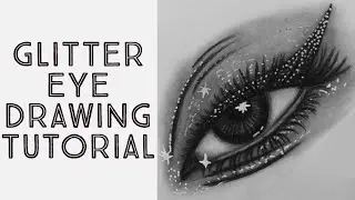Glitter eye drawing tutorial | Charcoal pencil | Easiest way to draw eyes |
