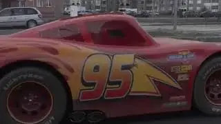 Wall Disney lightning McQueen real life car on the road in Russia