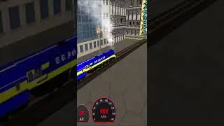 The blue fast train split because it was hit by a car #trainsimulatorgame #traincrash #traingame
