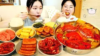 ASMR MUKBANG| 직접 만든 집밥 꽃게탕 양념 게장 스팸 계란말이 젓갈 먹방 & 레시피 KOREAN HOME MEAL EATING