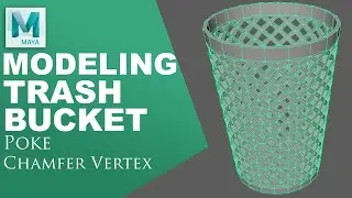Modeling a trash bucket / waste basket / trash can in Maya
