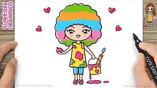 How to Draw a Cute Girl Playing Holi with Colors! Easy Drawing Tutorial