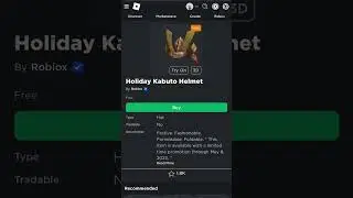 New Roblox Avater Shop Item! Holiday Kabuto Helmet #shorts