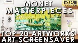 Monet Art Slideshow Top 20 Masterpieces | Famous Paintings Screensaver | No Sound 4K UHD