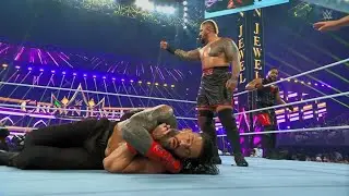 Solo pins Roman -- Roman Reigns & The Usos vs. The Bloodline – Tag Team Match WWE Crown Jewel 2024