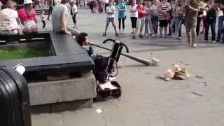 Dude playing didgeridoo. Lviv