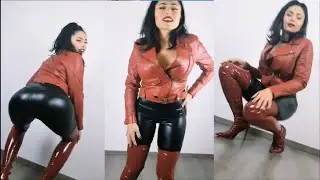 Sexy Gril leather legging PVC boots 😱😱😱
