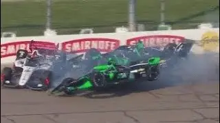 2024 Romain Grosjean airborne crash @ Iowa