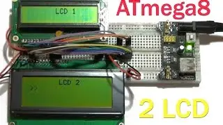 ATMega8 + 2 LCD (16x2 & 20x4)