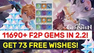 Patch 2.2 F2P Primogems Earning Excel! Get Over 11690+ FREE Gems!! | Genshin Impact