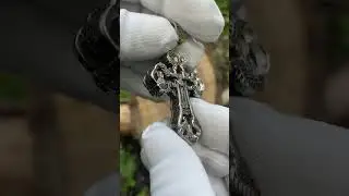 Крест серебро вставка дерево Эбен